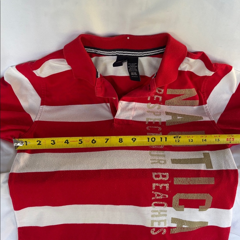 GENTLY WORN NAUTICA BOYS’ STRIPPED LONG SLEEVE POLO - MEDIUM - 10-12 - Picture 7 of 9